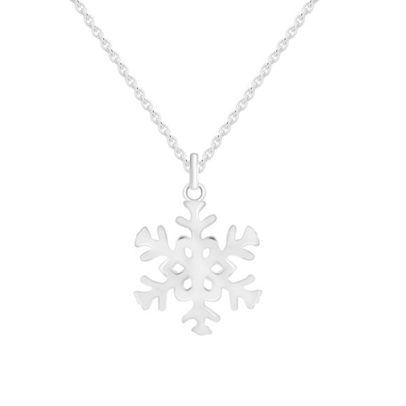 Snowflake Drop Necklace in Fine Silver Plate in Gift Card Box #59 - Picture 1 of 1